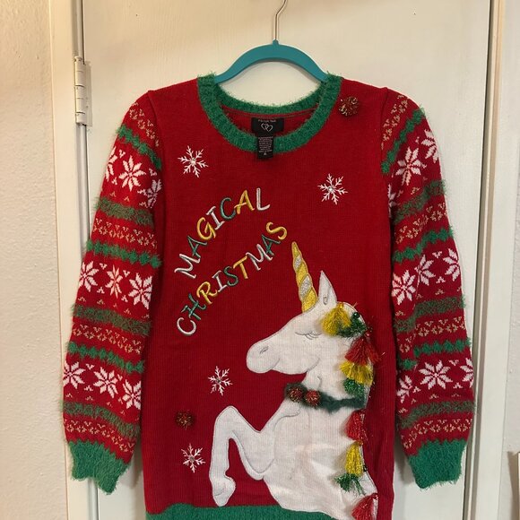 Magical Christmas Unicorn Holiday Sweater Size XL EUC - Picture 3 of 6